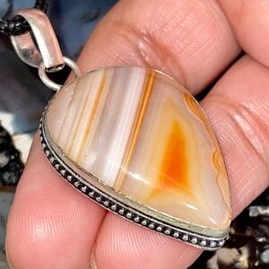 Rustic Marble Lace Agate Pendant  1 7/8”